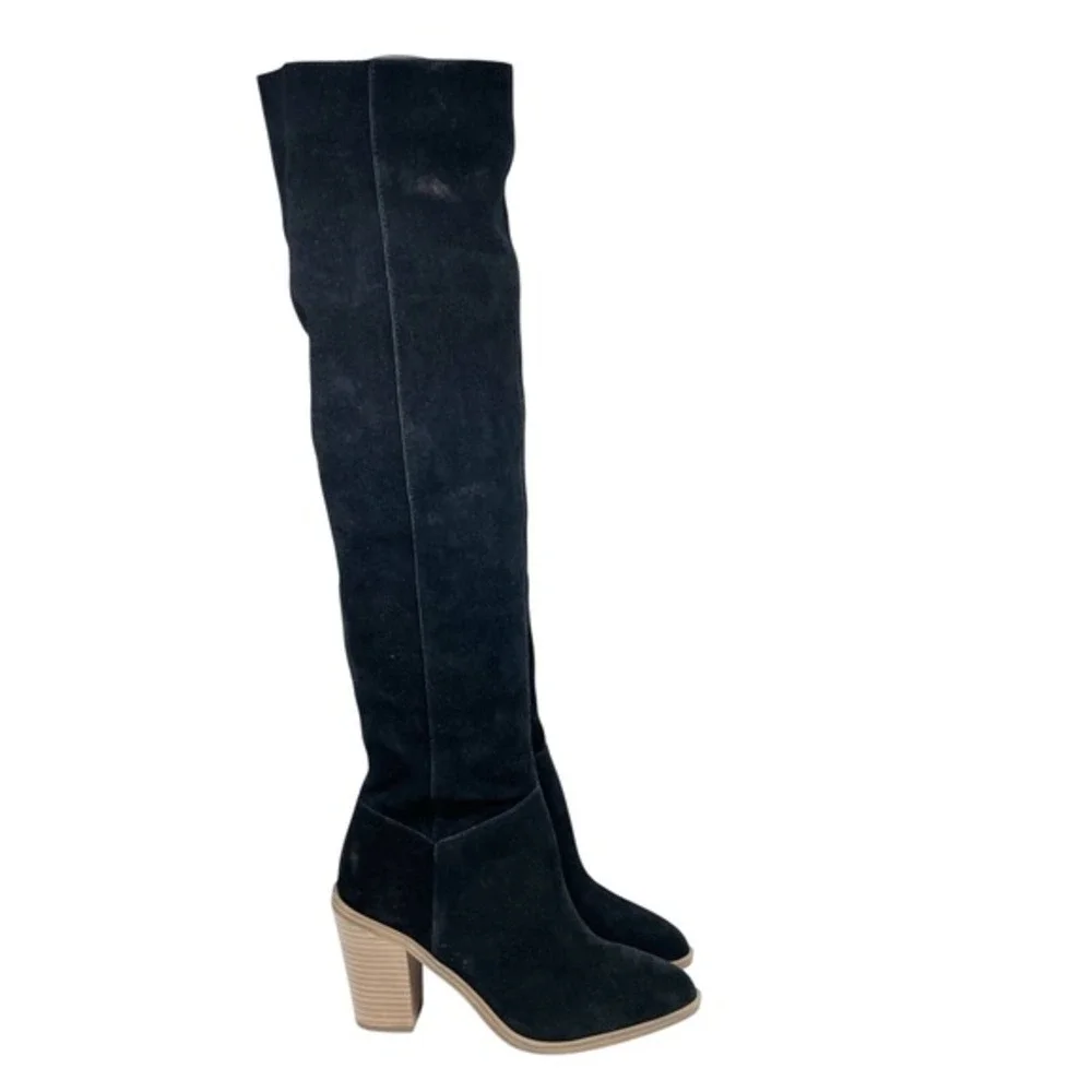 BP. Women's Hensley Lea Black Suede Block Heel Over the‎ Knee Boots Size 7.5 M